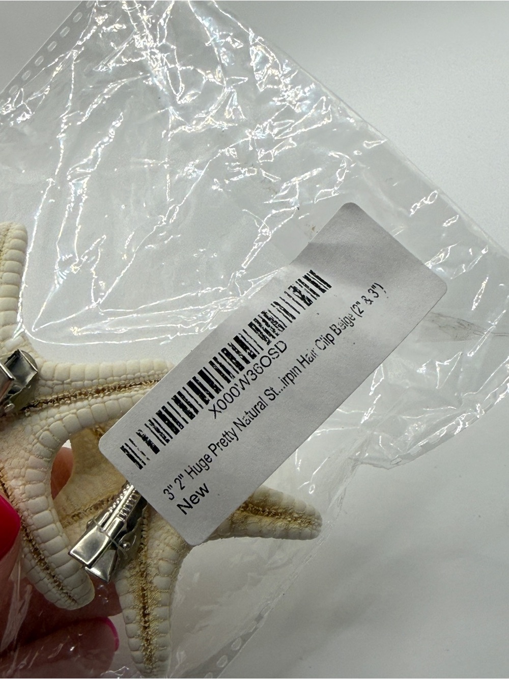 Pretty Natural Starfish Star Hair Clip Beige (2" & 3") - Picture 5 of 5